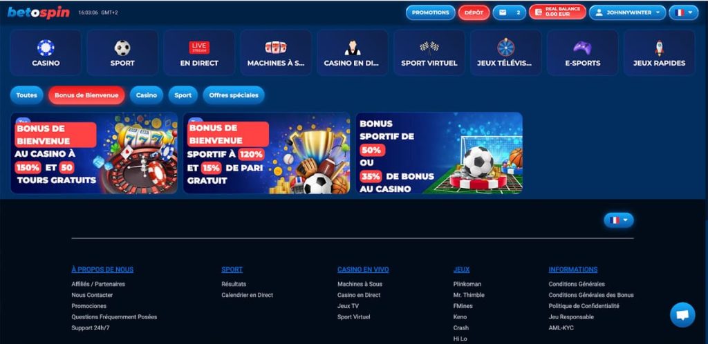 Betospin Casino bonus bienvenue