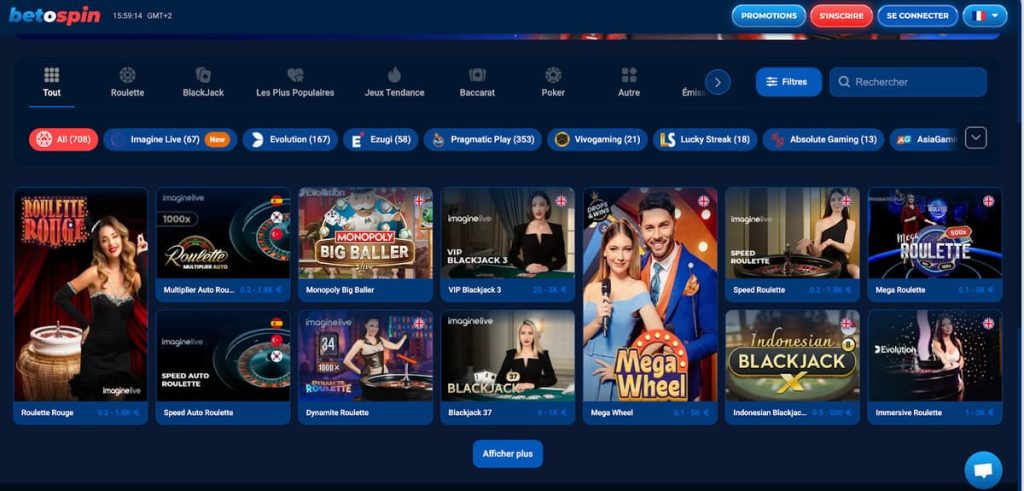 Betospin Casino jeux live