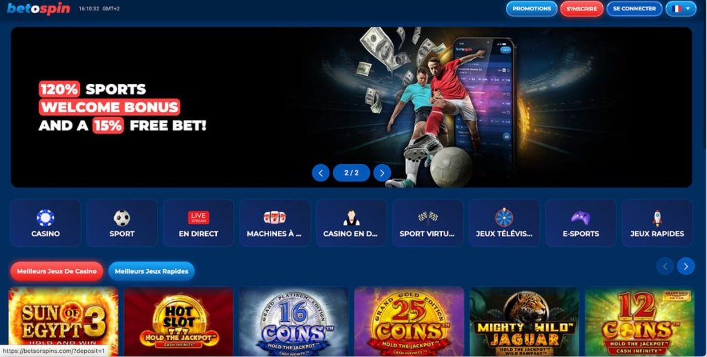 Betospin Casino page accueil