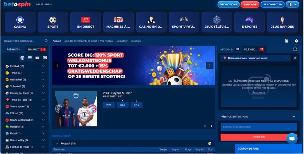 Betospin Casino paris sportifs